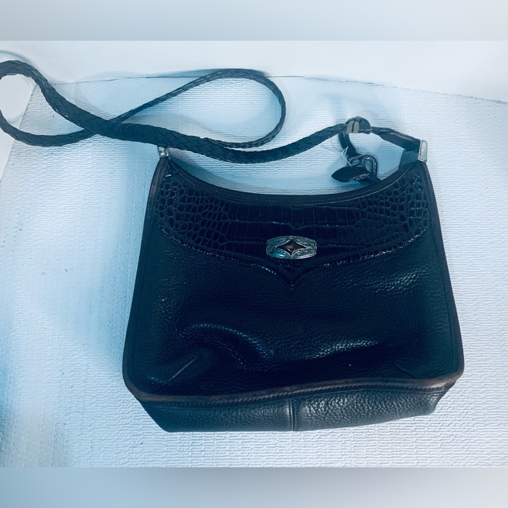 Brighton Leather Shoulder Bag Purse Silver Hardware Medium